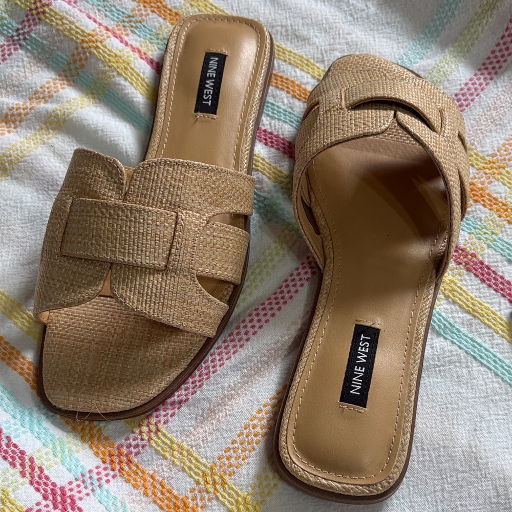 Nine West Tan Woven Slide Mules - Picture 4 of 4